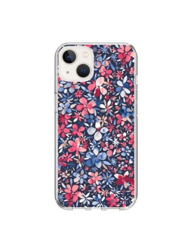 Coque iPhone 15 Colorful Little Flowers Navy - Ninola Design