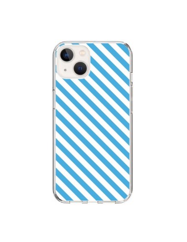 Cover iPhone 15 Caramella Motivo rigato Blu e Bianco - Nico