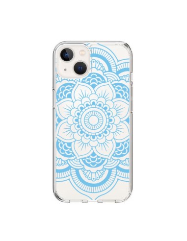 Cover iPhone 15 Mandala Blu Azteco Trasparente - Nico