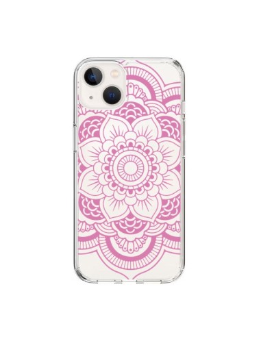 Cover iPhone 15 Mandala Rosa Chiaro Azteco Trasparente - Nico