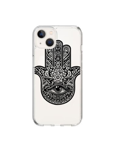 Cover iPhone 15 Hamsa Cinque Dita Mano Cattiva Occhio Trasparente - Rachel Caldwell