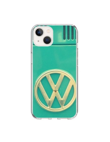 Coque iPhone 15 Groovy Van Hippie VW Bleu - R Delean