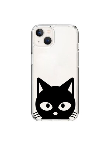 Cover iPhone 15 Testa Gatto Nero Trasparente - Yohan B.