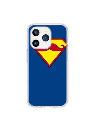 Coque iPhone 15 Pro Super Moustache Movember Superman - Bertrand Carriere