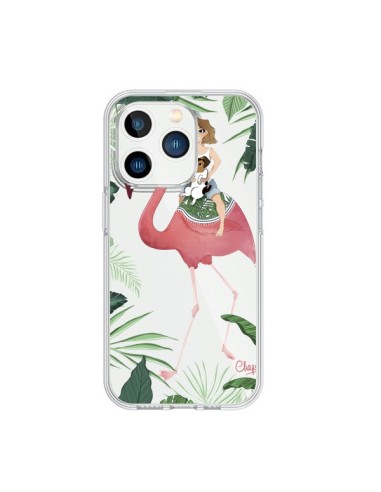 Coque iPhone 15 Pro Lolo Love Flamant Rose Chien Transparente - Chapo