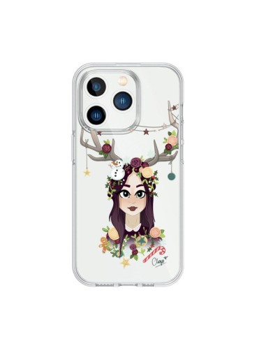 Coque iPhone 15 Pro Christmas Girl Femme Noel Bois Cerf Transparente - Chapo