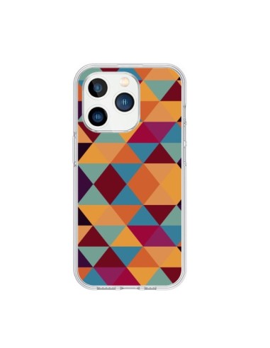 Coque iPhone 15 Pro Azteque Triangle Orange - Eleaxart