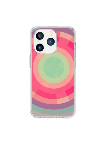 Coque iPhone 15 Pro Spirale de Couleurs Rose Vert - Eleaxart