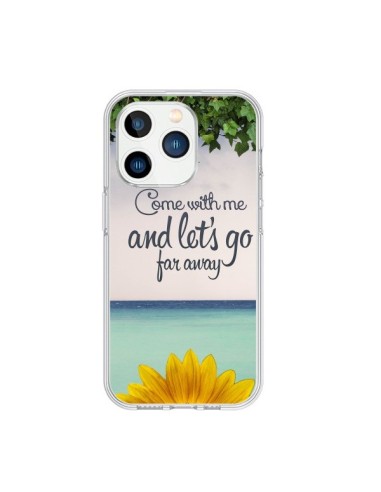 Coque iPhone 15 Pro Let's Go Far Away Flower Fleur Tournesol - Eleaxart