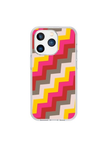 iPhone 15 Pro Case Lines Triangle Aztec Pink Red - Eleaxart