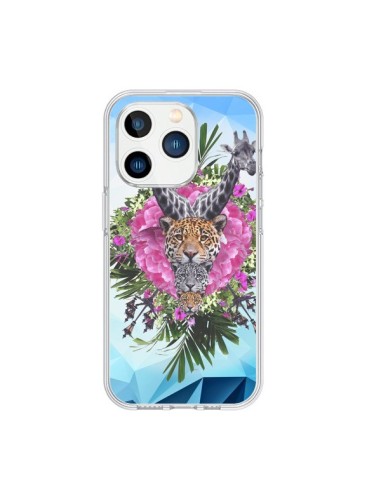 Cover iPhone 15 Pro Giraffe Leoni Tigri Giungla - Eleaxart