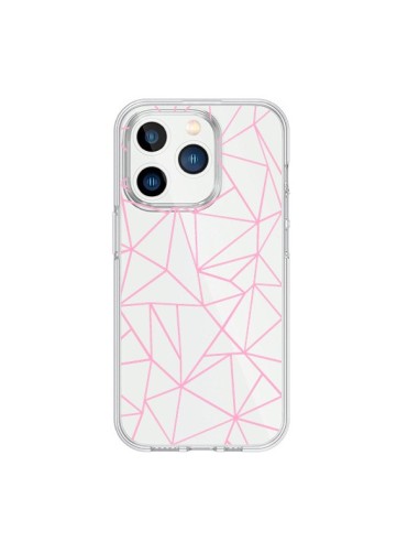 Cover iPhone 15 Pro Linee Trangolo Rosa Trasparente - Project M