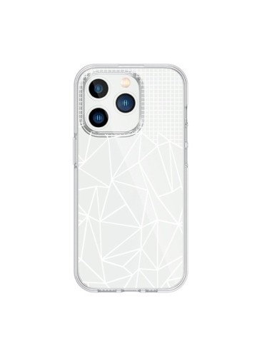 Coque iPhone 15 Pro Lignes Grilles Grid Abstract Blanc Transparente - Project M