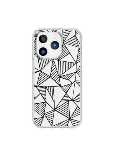 Cover iPhone 15 Pro Linee Griglia Triangles Grid Astratto Nero Trasparente - Project M