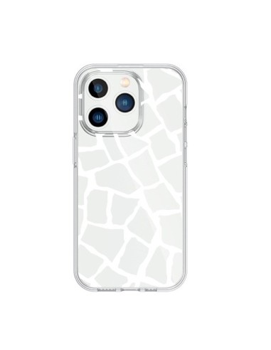 Coque iPhone 15 Pro Girafe Mosaïque Blanc Transparente - Project M