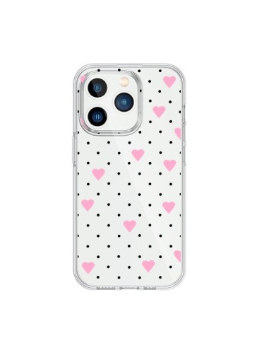 iPhone 15 Pro Case Points Hearts Pink Clear - Project M