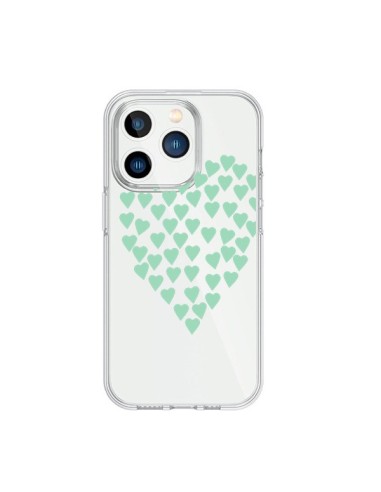 iPhone 15 Pro Case Hearts Love Green Mint Clear - Project M