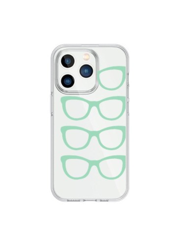 Cover iPhone 15 Pro Occhiali da Sole Verde Menta Trasparente - Project M