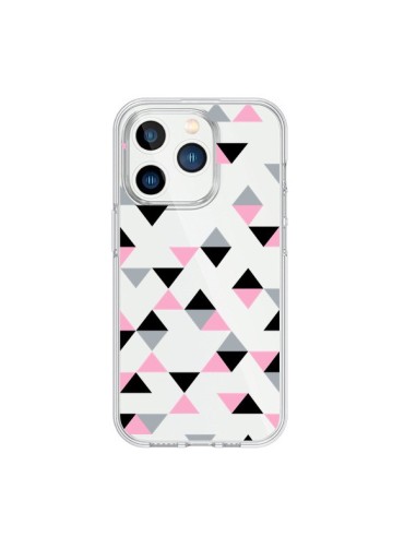 Cover iPhone 15 Pro Triangoli Rosa Nero Trasparente - Project M