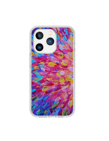 iPhone 15 Pro Case Flowers Blue Pink Splash - Ebi Emporium