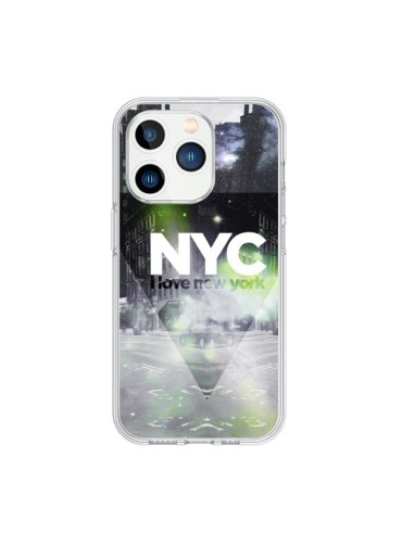 Coque iPhone 15 Pro I Love New York City Vert - Javier Martinez