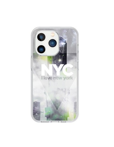 Coque iPhone 15 Pro I Love New York City Gris Vert - Javier Martinez