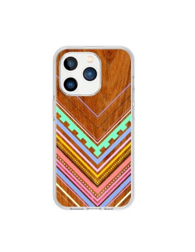 Cover iPhone 15 Pro Azteco Arbutus Pastel Legno Aztec Tribal - Jenny Mhairi