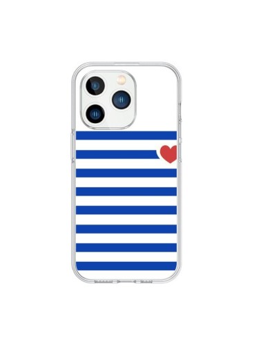 Coque iPhone 15 Pro Mariniere Coeur - Jonathan Perez