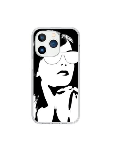 Cover iPhone 15 Pro Ragazza Occhiali Bianco - Jonathan Perez