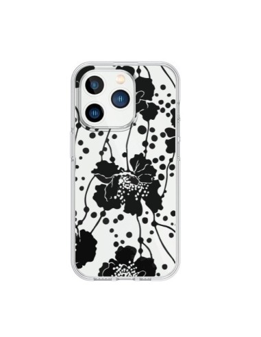 Cover iPhone 15 Pro Fiori Neros Trasparente - Dricia Do