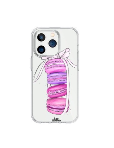 Cover iPhone 15 Pro Macarons Rosa Viola Trasparente - kateillustrate