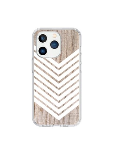 Cover iPhone 15 Pro Tribale Azteco Legno Wood Freccia Bianco - Laetitia