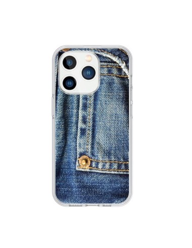 Coque iPhone 15 Pro Jean Bleu Vintage - Laetitia