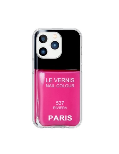 Coque iPhone 15 Pro Vernis Paris Riviera Rose - Laetitia