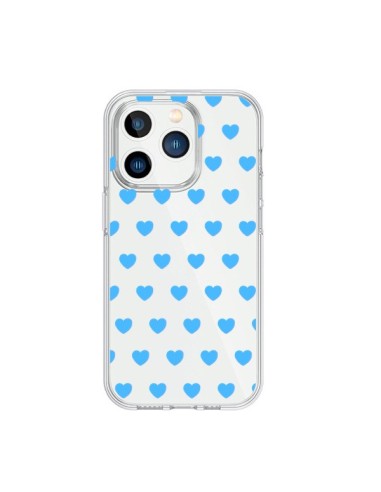 iPhone 15 Pro Case Heart Love Blue Clear - Laetitia