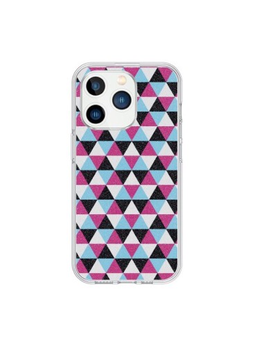 Cover iPhone 15 Pro Triangolo Azteco Rosa Blu Grigio - Mary Nesrala