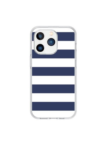 Cover iPhone 15 Pro Bande Marineresche Blu Bianco Gaultier - Mary Nesrala