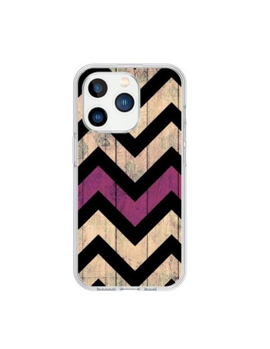 Cover iPhone 15 Pro Chevron Vintage Legno Wood - Mary Nesrala