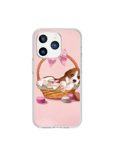 Cover iPhone 15 Pro Cane Panier Papillon Macarons - Maryline Cazenave