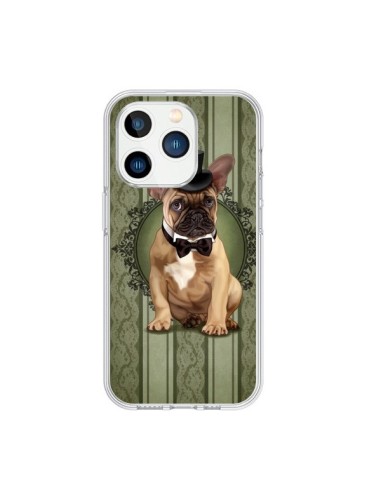 Cover iPhone 15 Pro Cane Bulldog Papillon Cappello - Maryline Cazenave