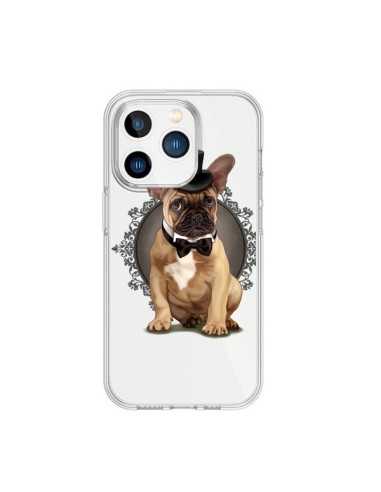 Cover iPhone 15 Pro Cane Bulldog Papillon Cappello Trasparente - Maryline Cazenave