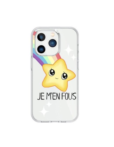 Coque iPhone 15 Pro Etoile Je M'en Fous Transparente - Maryline Cazenave