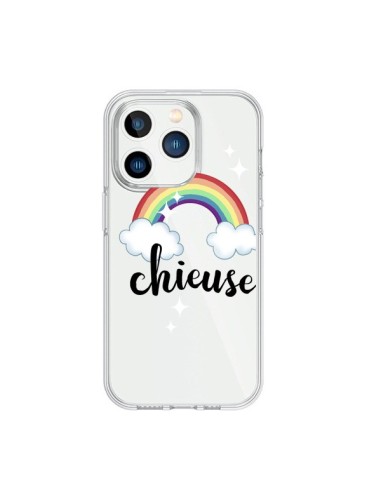 Coque iPhone 15 Pro Chieuse Arc En Ciel Transparente - Maryline Cazenave