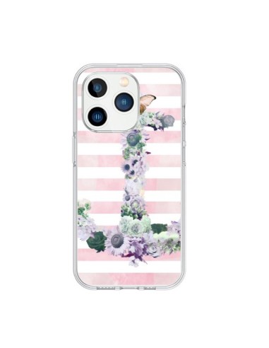 Coque iPhone 15 Pro Ancre Rose Fleurs Navire - Monica Martinez