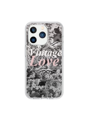 Cover iPhone 15 Pro Vintage Amore Nero Fiori - Monica Martinez