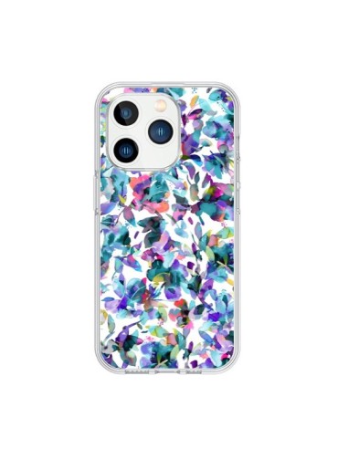 Coque iPhone 15 Pro Aquatic Flowers Blue - Ninola Design