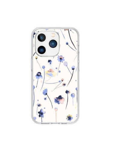 iPhone 15 Pro Case Blue Soft Flowers - Ninola Design