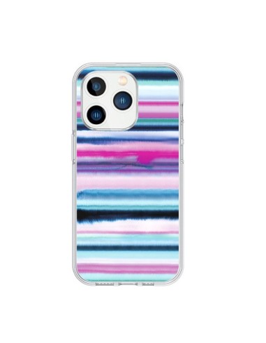 iPhone 15 Pro Case Degrade Stripes WaterColor Pink - Ninola Design