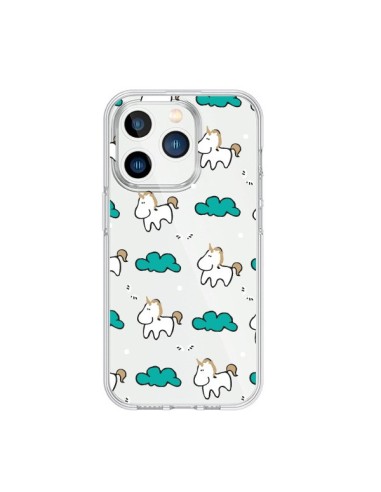 Coque iPhone 15 Pro Licorne et Nuages Transparente - Nico