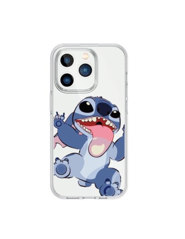 Coque iPhone 15 Pro Mini Stitch de Lilo et Stitch Langue transparente - Nico